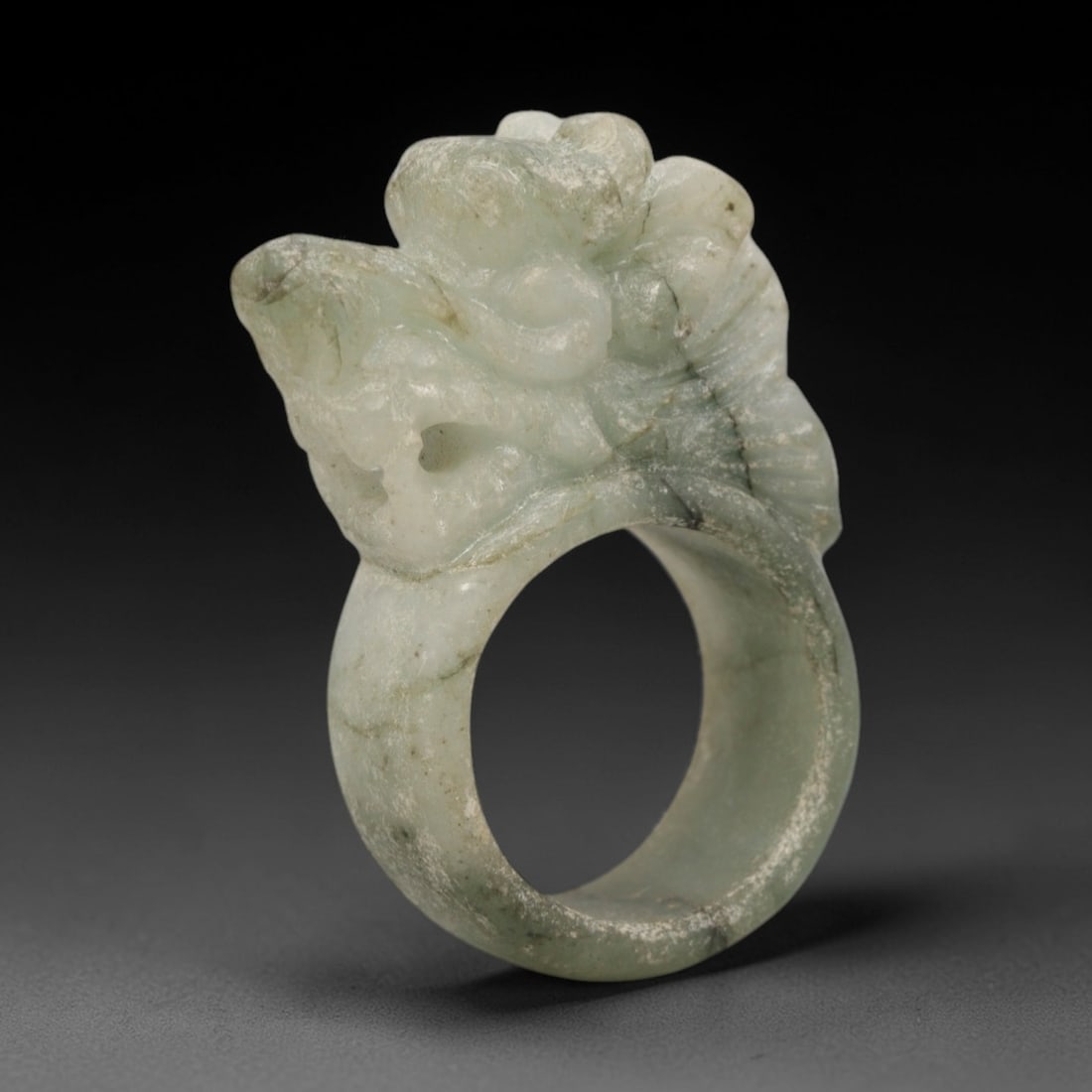 A Chinese Jadeite Jade Dragon Head Ring, 20th Century, 10ZL (1 of 2)