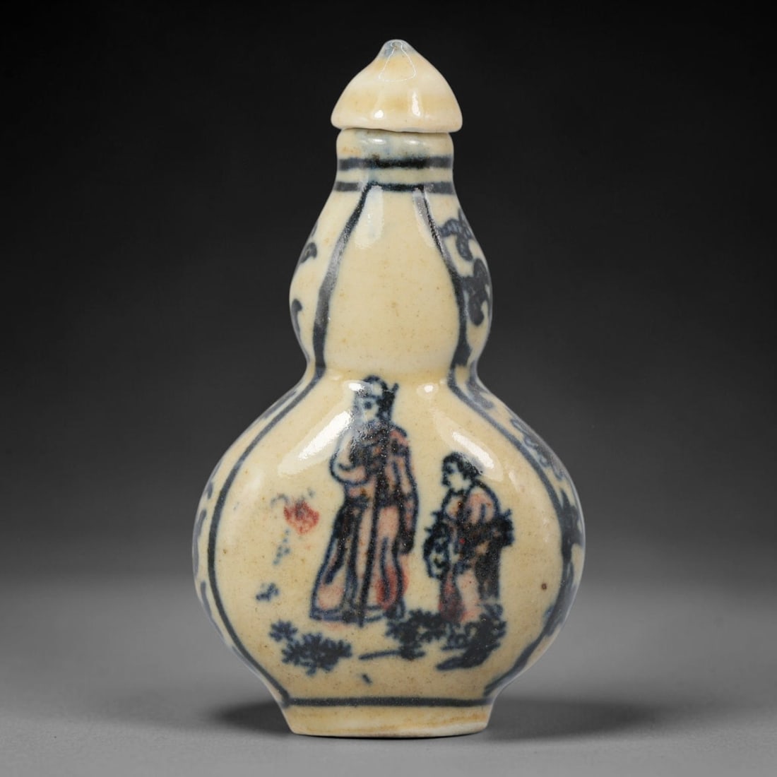 A Chinese Porcelain Double-Gourd Snuff Bottle, 20th Century, 4YD (1 of 2)