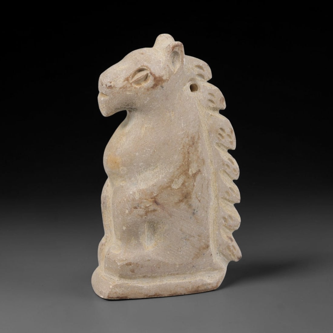 Ancient Stone Seated Horse Amulet - Near Eastern Carved Pendant, 76FY (1 of 2)