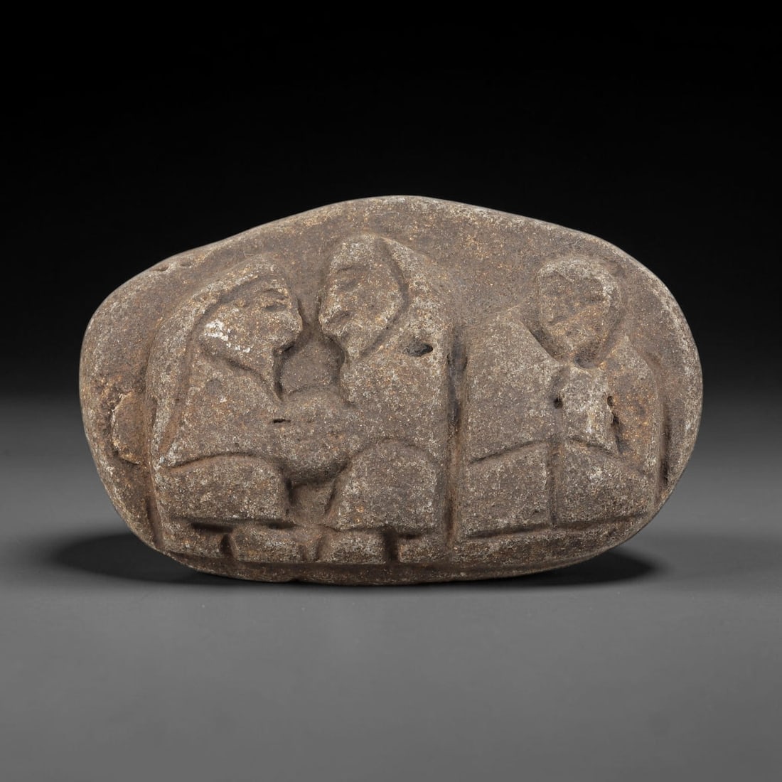 Ancient Stone Plaque - Christian Three Figures Relief, 47WJ (1 of 2)