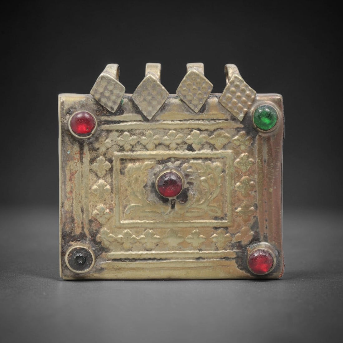 Antique Silvered Amulet Pendant - Central Asian Tribal Decorative Piece, 57BH (1 of 2)