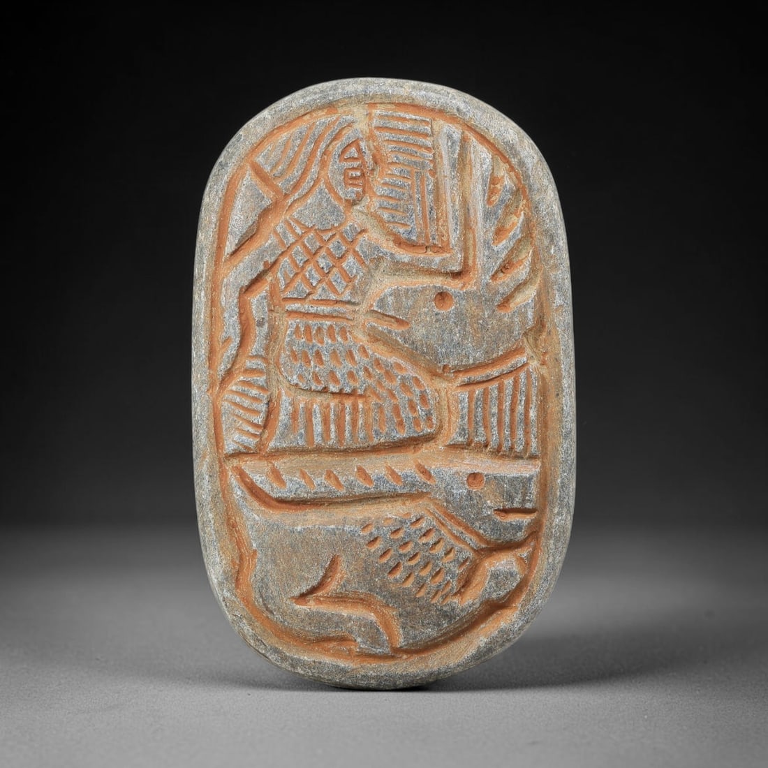 Near Eastern Schist Plaque - Tribal Art Figure & Animal Relief, 86BF (1 of 2)