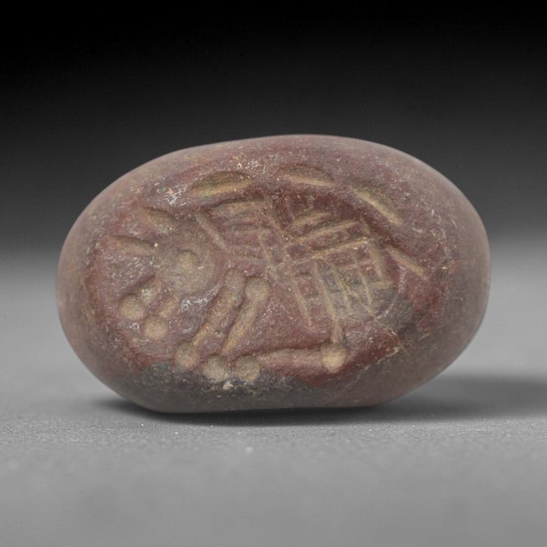 Ancient Stone Hemispherical Stamp Seal - Near Eastern Bird Figure, 81ZS (1 of 2)