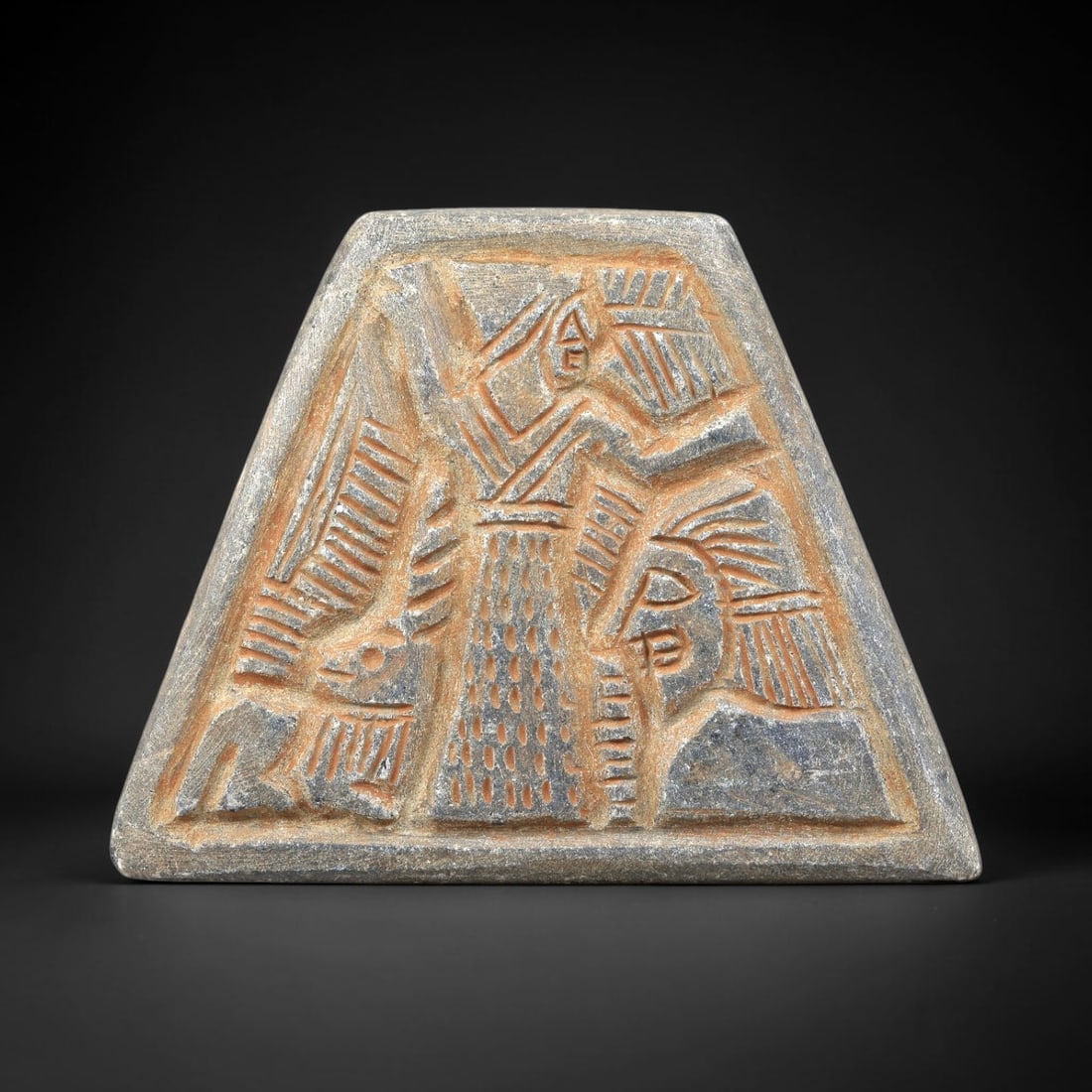 Near Eastern Schist Plaque - Tribal Art Figure & Animal Relief, 54BG (1 of 2)