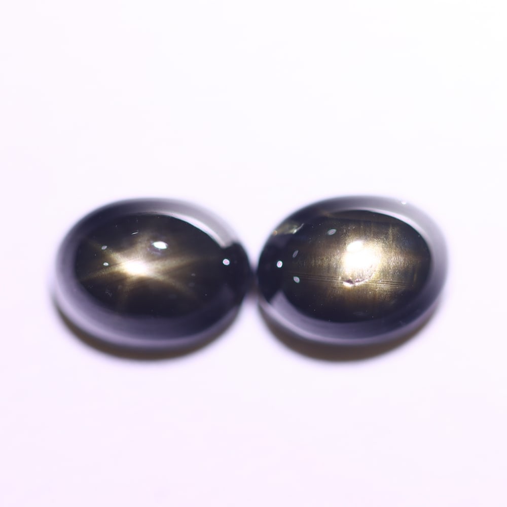 *5.87Ct 6 Rays Black Star Sapphire Set - Polished Cabochon, 925B: ThousandPlanet Auction Subject: Natural 6 Rays Star Sapphire Origin: Myanmar Carat Weight: 5.87Ct Dimension: 7.9x6x5.5 mm Treatment: Diffusion Type: Cabochon, Polished