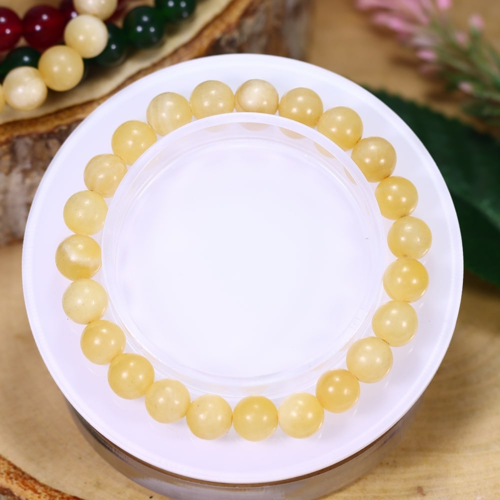 18.06g Yellow Agate Bracelet - Polished Beads, 280B: ThousandPlanet Auction Subject: Natural Yellow Agate Carat Weight: 18.06g
