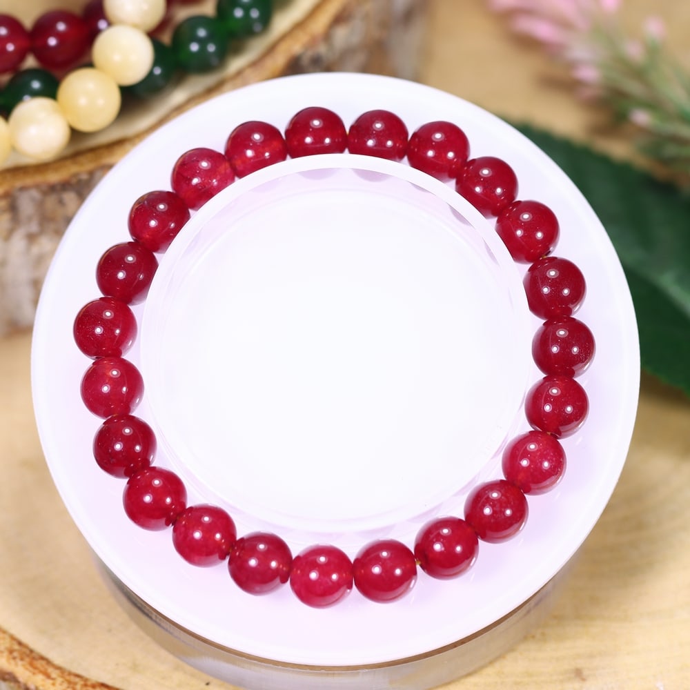 18.70g Red Jade Bracelet - Polished Beads, 1158B: ThousandPlanet Auction Subject: Natural Red Jade Carat Weight: 18.70g