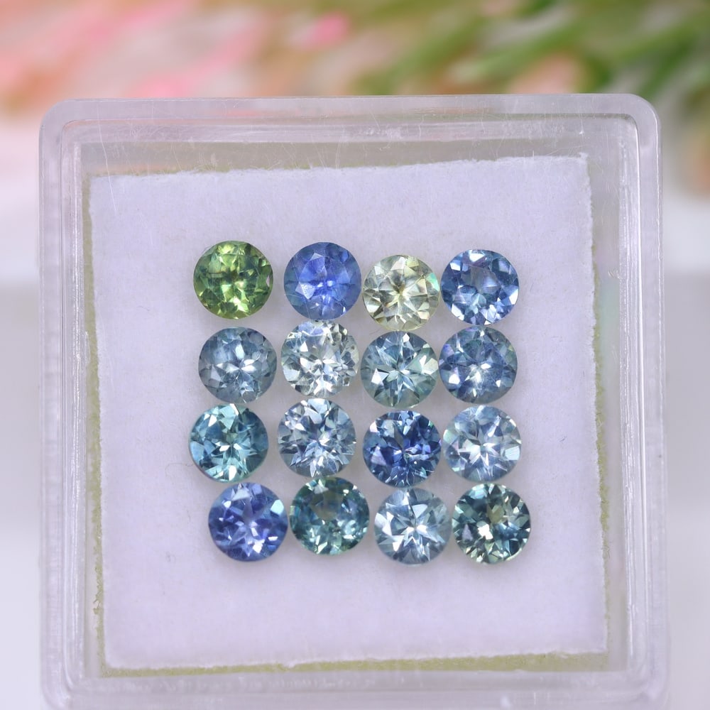 *3.18Ct 16pcs Australian Blue Sapphire Calibrated 3.5mm Set - Polished Faceted , 742E (1 of 3)