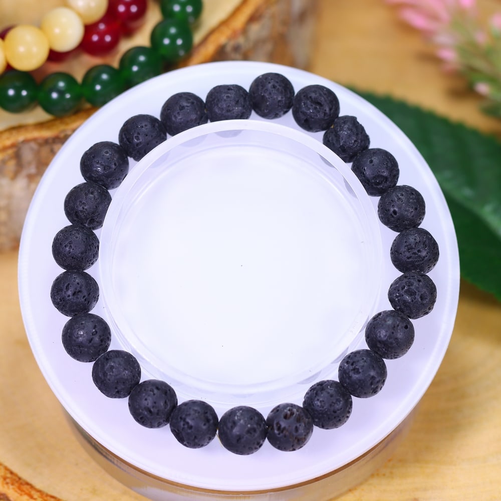 17.23g Lava Stone Bracelet - Polished Beads, 866B: ThousandPlanet Auction Subject: Natural Lava Stone Carat Weight: 17.23g