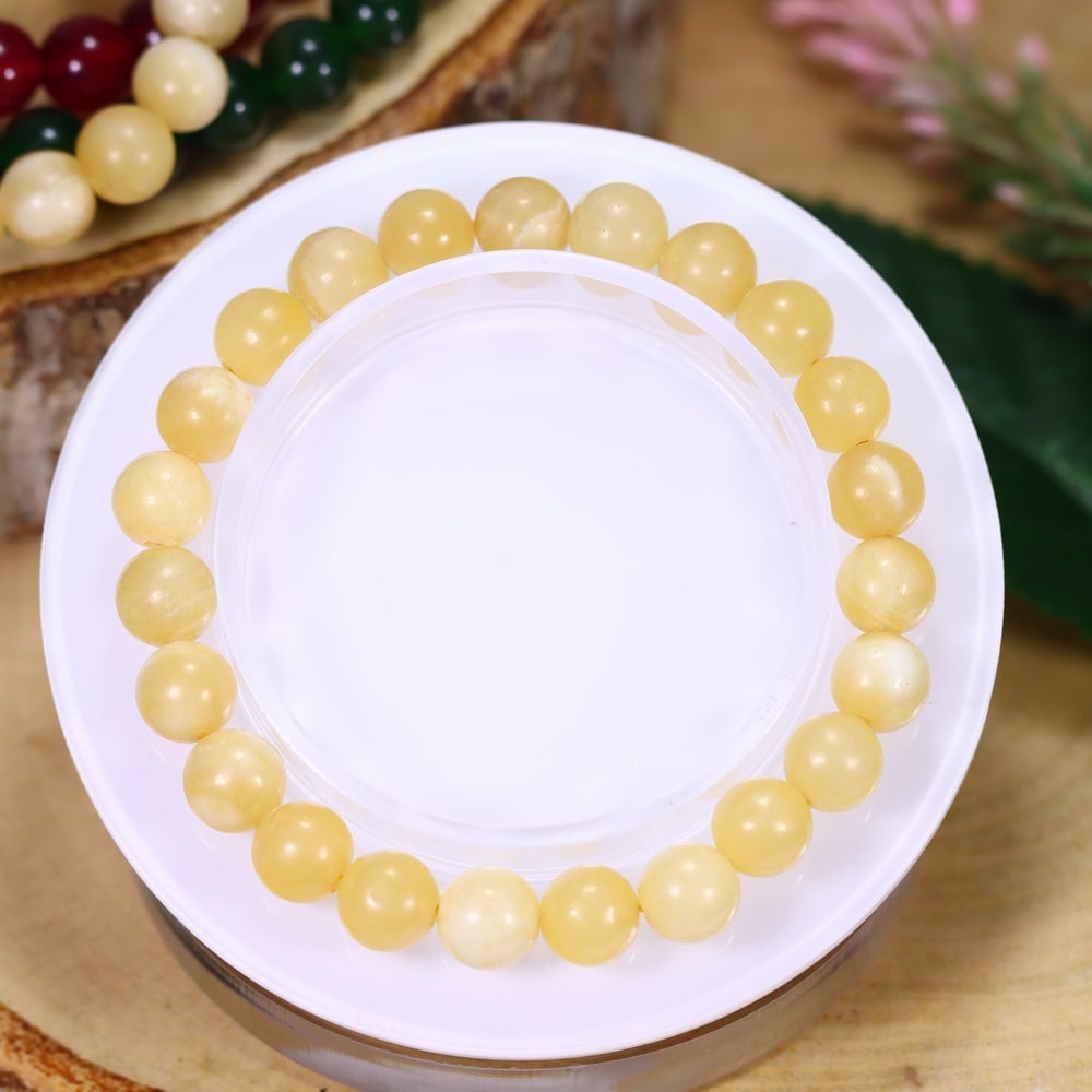 18.25g Yellow Agate Bracelet - Polished Beads, 509B: ThousandPlanet Auction Subject: Natural Yellow Agate Carat Weight: 18.25g