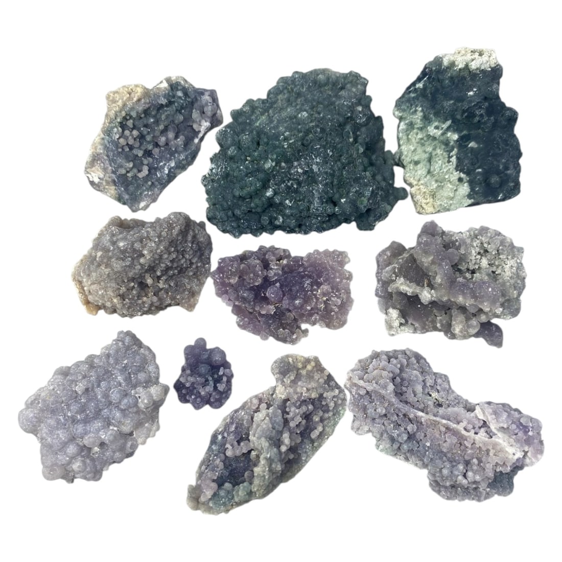 Lot of 10 Grape Agate Mineral Specimens, 39AC (1 of 1)