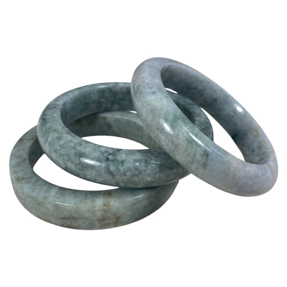Lot of 3 Chinese Polished Jadeite Jade Bracelets (Bangles), 85AC (1 of 1)