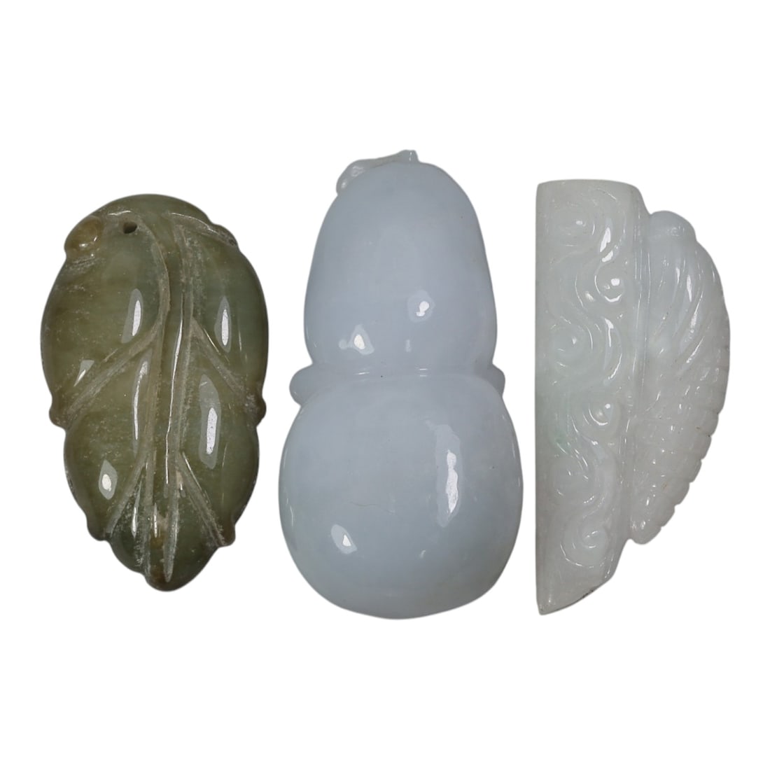 Lot of 3 Vintage Oriental Chinese Jadeite Jade Carved Pendants, 48AG (1 of 2)