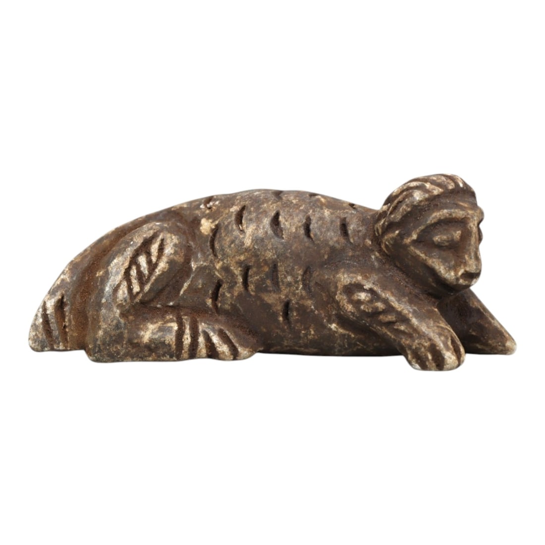 Ancient Schist Zoomorphic Amulet - Reclining Beast Figurine, 71ZP (1 of 2)