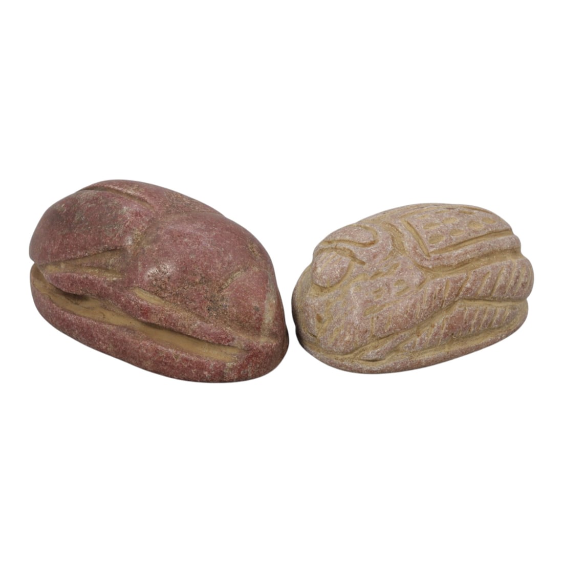 Lot of 2 Ancient Coptic Egyptian Stone Scarabs, Roman to Coptic Era, 57WM (1 of 2)