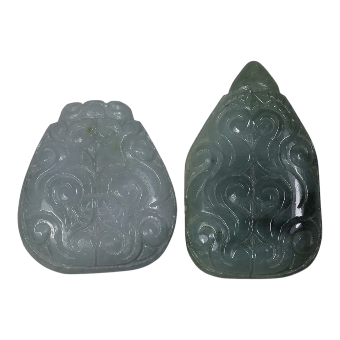 Lot of 2 Antique Oriental Chinese Jadeite Jade Pendants, 30AG (1 of 2)