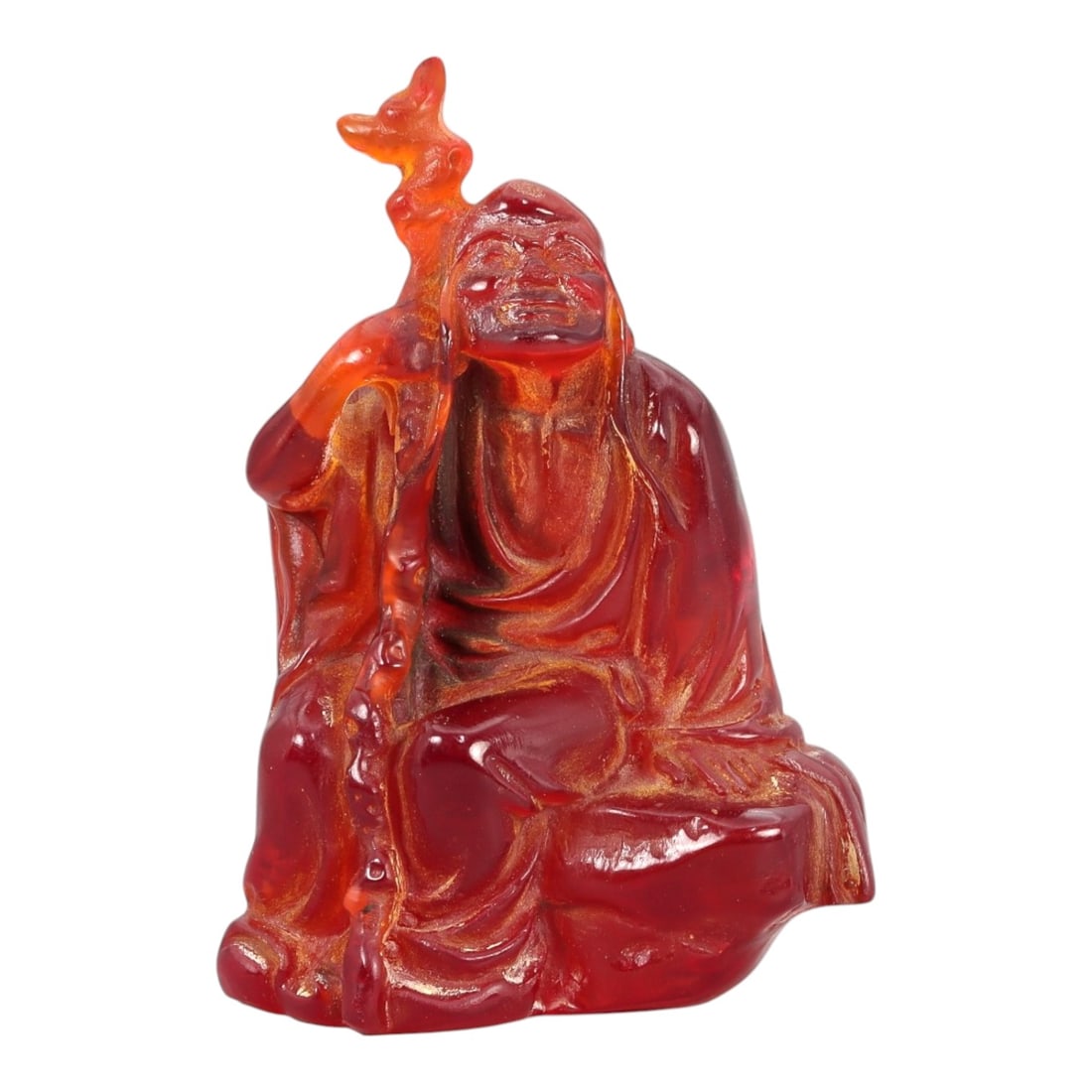 A Chinese Amber-Resin Figure of a Luohan, 20th Century, 44FH (1 of 2)