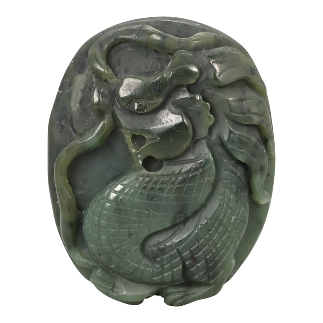 A Chinese Nephrite Jade Dragon Relief Plaque, 20th Century, 15YA (1 of 2)
