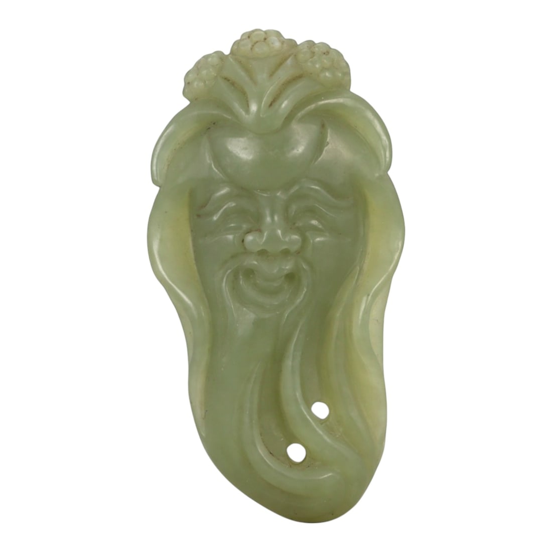 A Chinese Nephrite Jade Mask Pendant, 20th Century, 4FC (1 of 2)