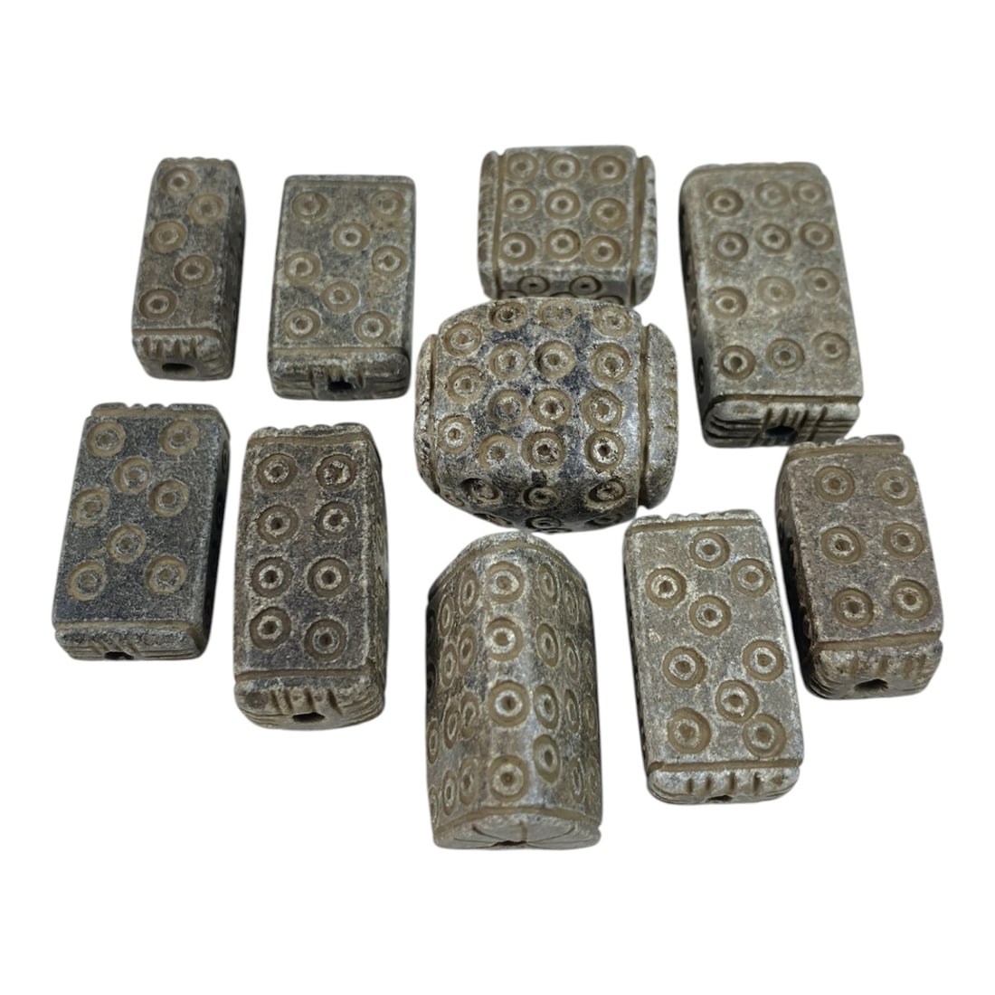 A Lot of 10 Ancient Schist Beads with Incised Concentric Circles, 68AB (1 of 1)
