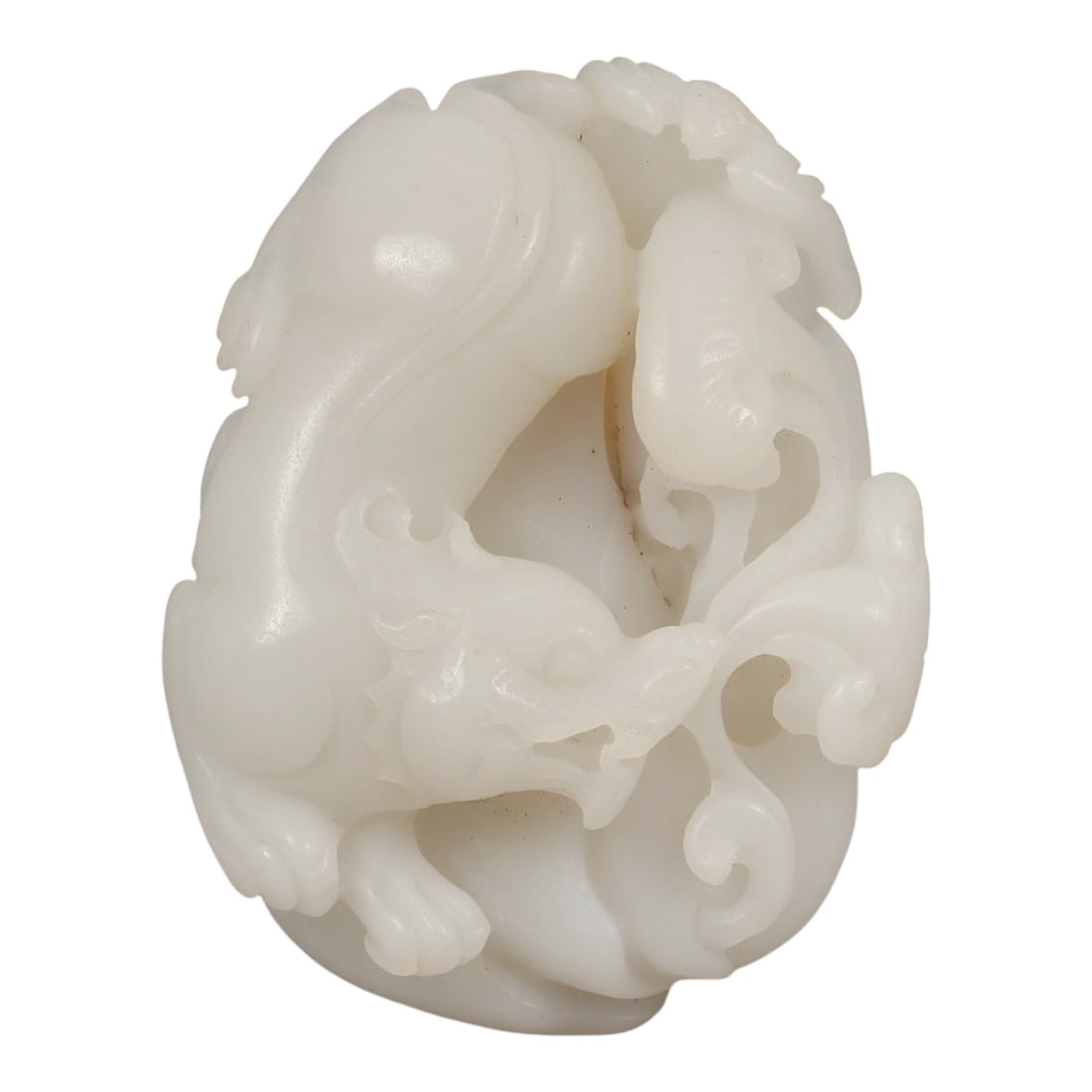 A Chinese Hetian Jade Carving of a Mythical Beast, 20th Century, 7FD (1 of 2)