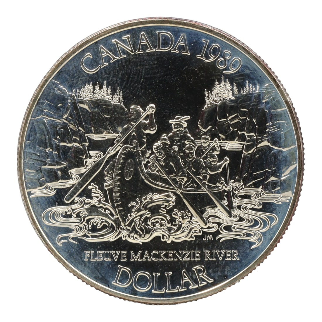 CANADA: Exploration Legacy - Mackenzie River Silver Dollar Coin, 1989, 36.07mm, 2ZJ (1 of 3)