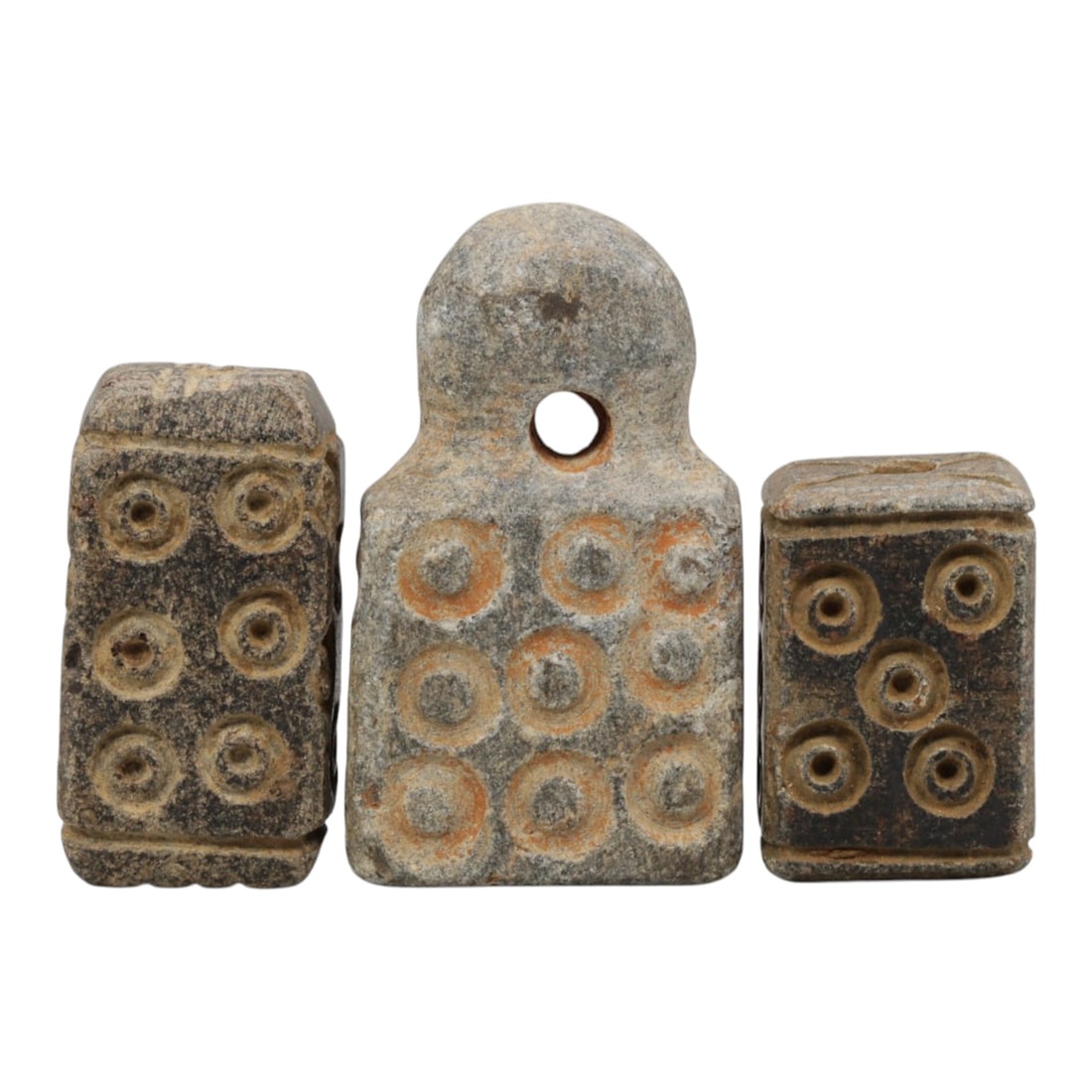 Lot of 3 Ancient Schist Amulets/Seals with Incised Concentric Circles, 99WL (1 of 1)