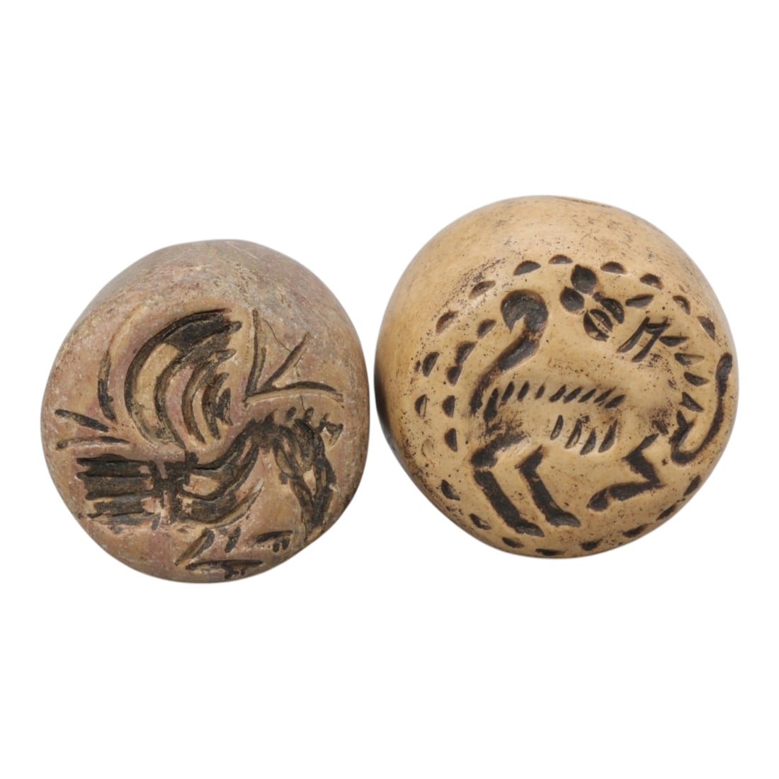 Lot of 2 Ancient Near Eastern Stone Conoid Stamp Seals, c. Late Bronze Age, 69WM (1 of 2)