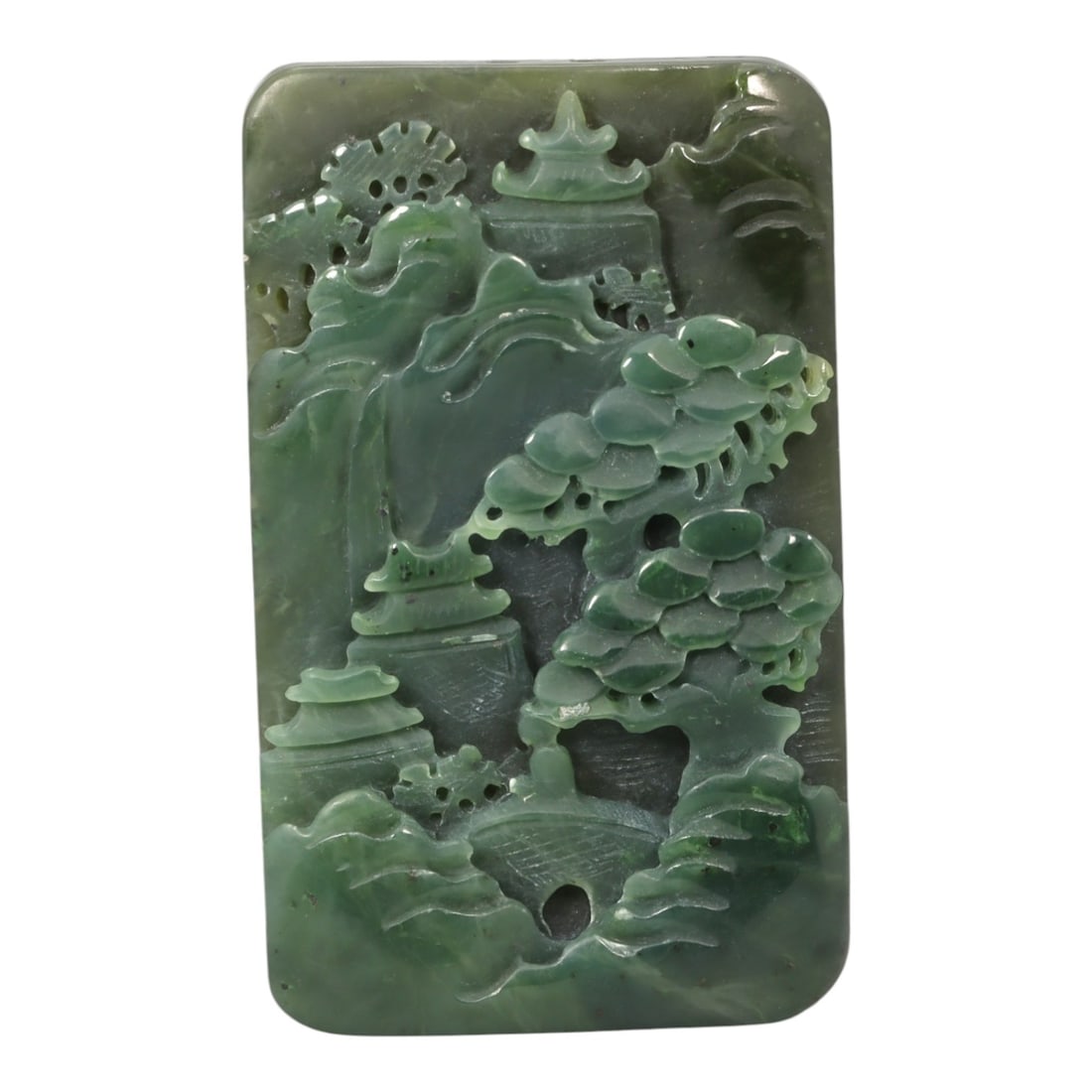 A Chinese Nephrite Jade Landscape Plaque, 20th Century, 24FC (1 of 2)