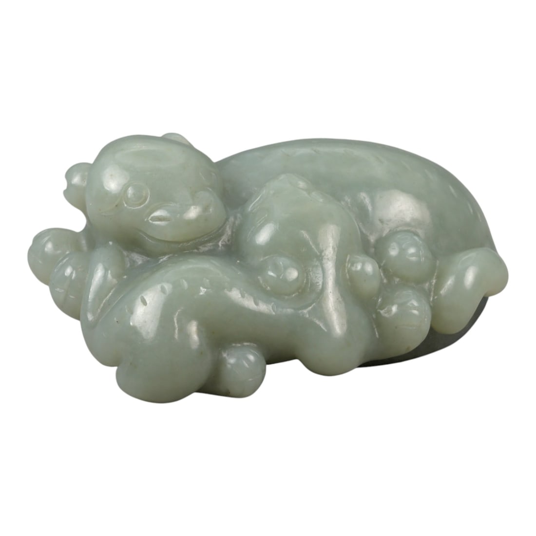 A Chinese Nephrite Jade Lion and Cub Group, 20th Century, 76YA (1 of 3)