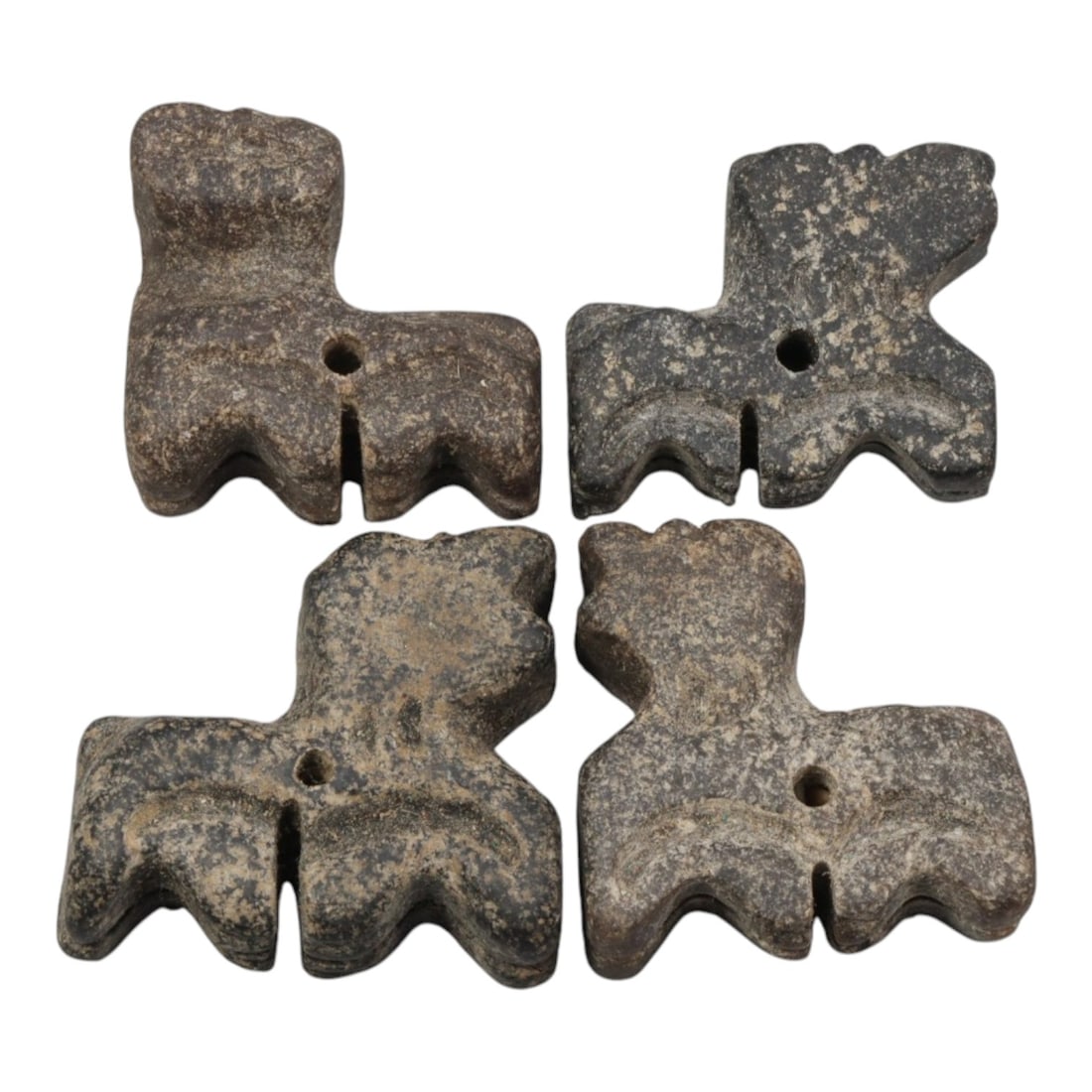 Lot of 4 Ancient Bactrian Zoomorphic Feline Stone Amulets, 39AH (1 of 1)