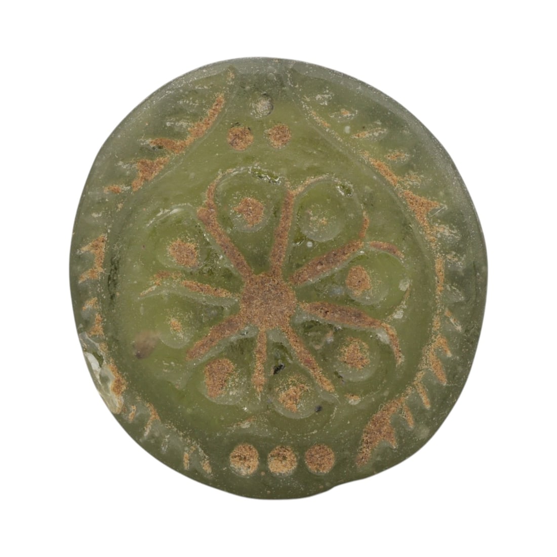 An Ancient Roman Glass Floral Amulet Pendant, 72AH (1 of 2)