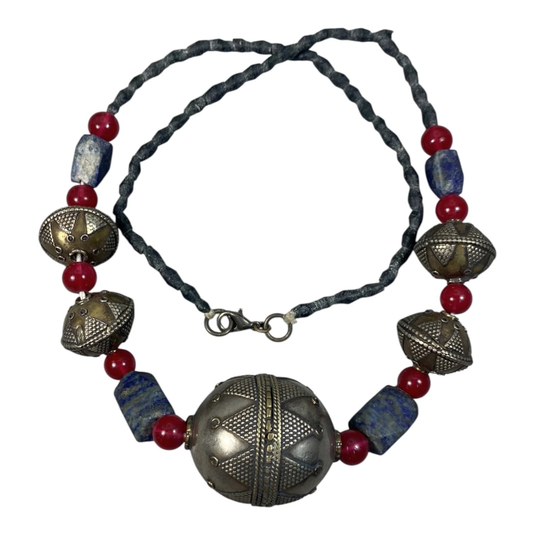 Lot of 1 Vintage North African (Berber / Tuareg) Silver-Plated Statement Necklace, 54AH (1 of 1)