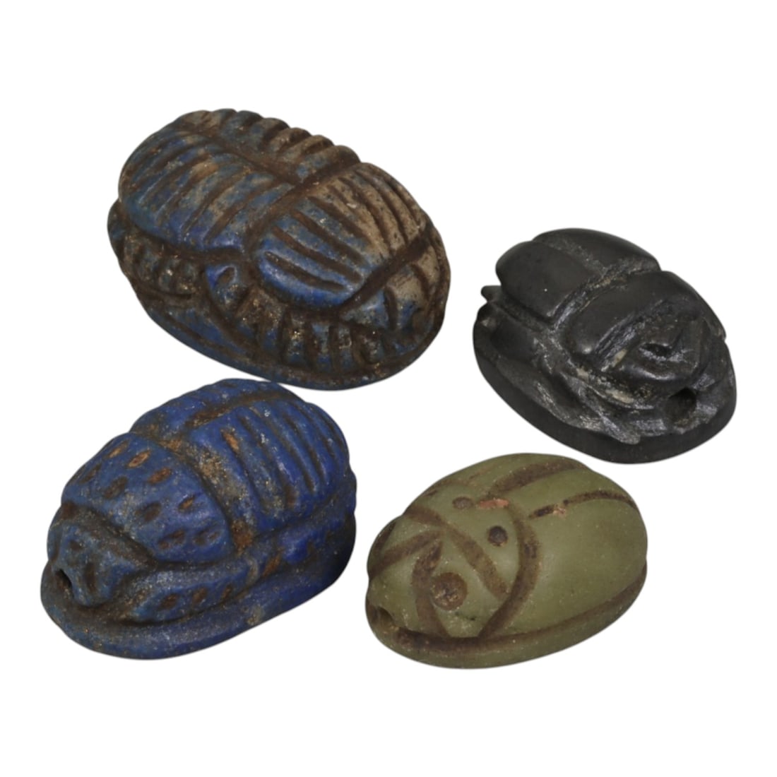 Lot of 4 Ancient Coptic Egyptian Multi-Stone Scarabs, Circa Roman to Coptic Era, 1WS (1 of 2)