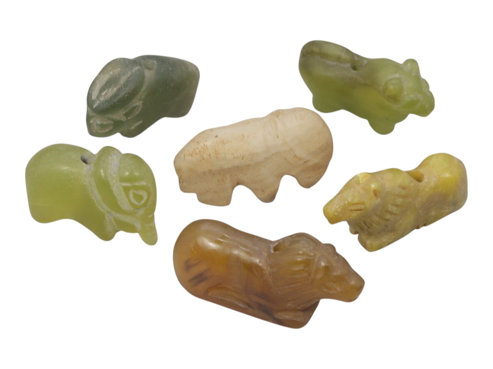 Lot of 6 Ancient Bactrian Multi-Stone Zoomorphic Amulets, 76AH (1 of 1)