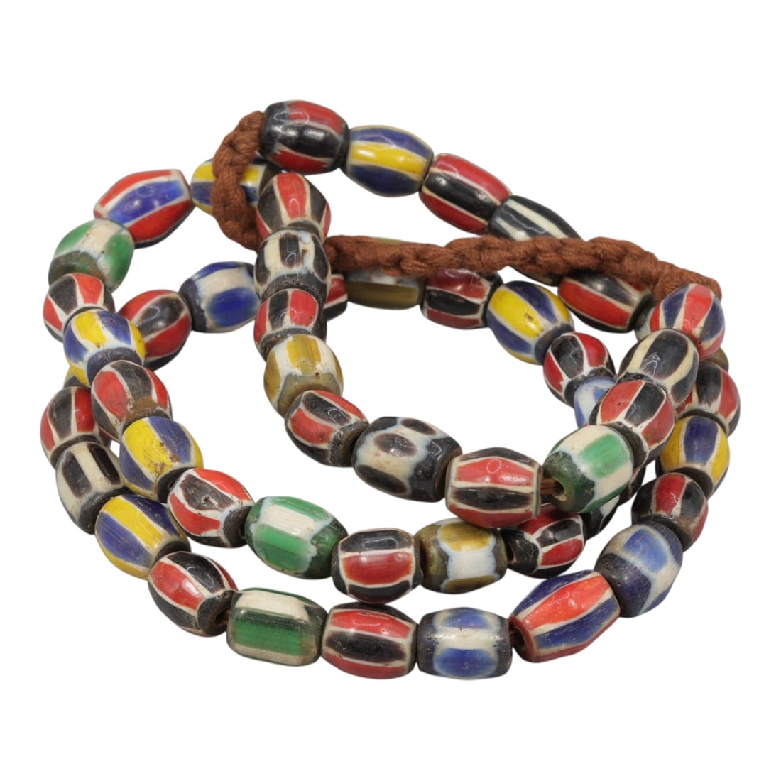 Strand of Antique Chevron Glass Beads, Unstrung, 22AH: Strand of Antique Chevron Glass Beads, Unstrung