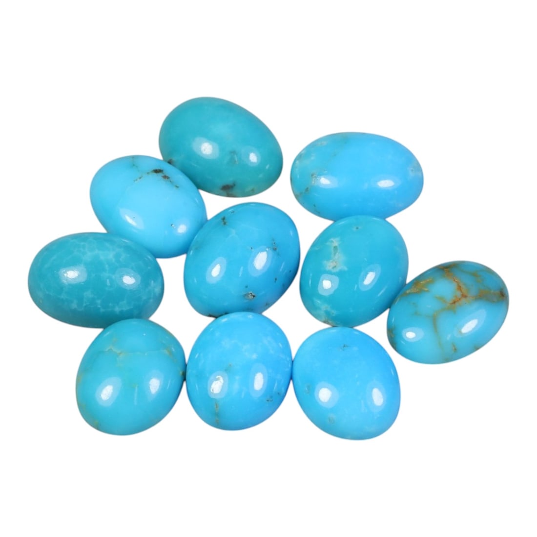 10.16 Carats Natural Turquoise - Oval Cabochon Gemstone, 98WE: Oval cabochon-cut turquoise gemstone, crafted from natural turquoise material. The stone displays a vivid sky-blue to turquoise coloration, with natural matrix inclusions, pyrite flecks, and subtle ve