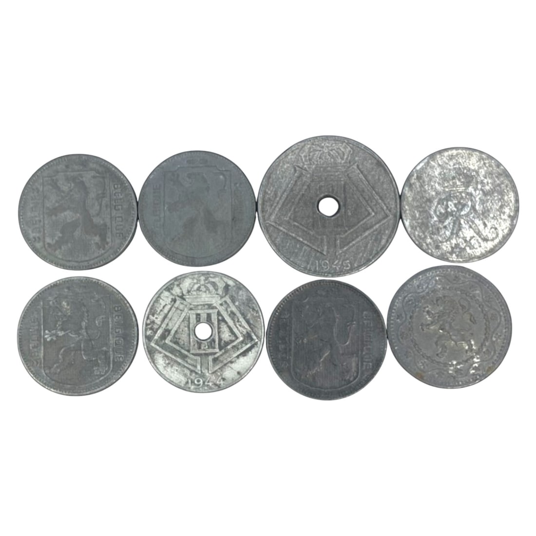 NETHERLANDS EAST INDIES / INDONESIA: 8-Piece Coins Set, 1940s-1950s, 20-26mm, 21ZJ: This 8-Piece Coins Set encapsulates the pivotal political and monetary transition of the Dutch East Indies to the Republic of Indonesia, spanning the 1940s and 1950s. Ranging from 20 to 26mm in diamet