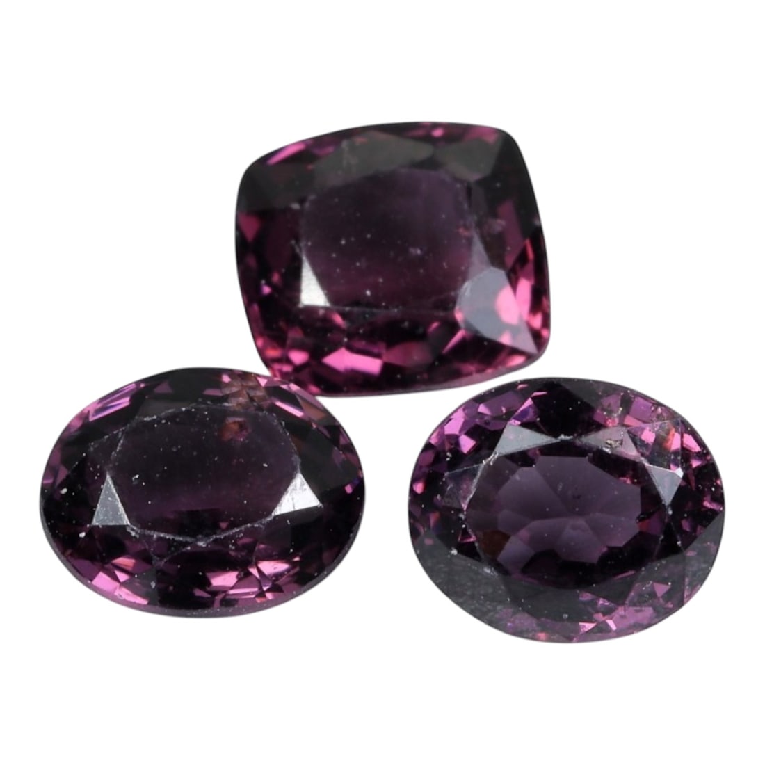 3.65 Carats Deep Purple Spinel - Faceted Gemstone, 81WE: Faceted deep purple spinel gemstone, crafted from natural spinel material. The stone exhibits a rich, saturated deep purple to violet hue, with natural internal inclusions and subtle tonal variations 