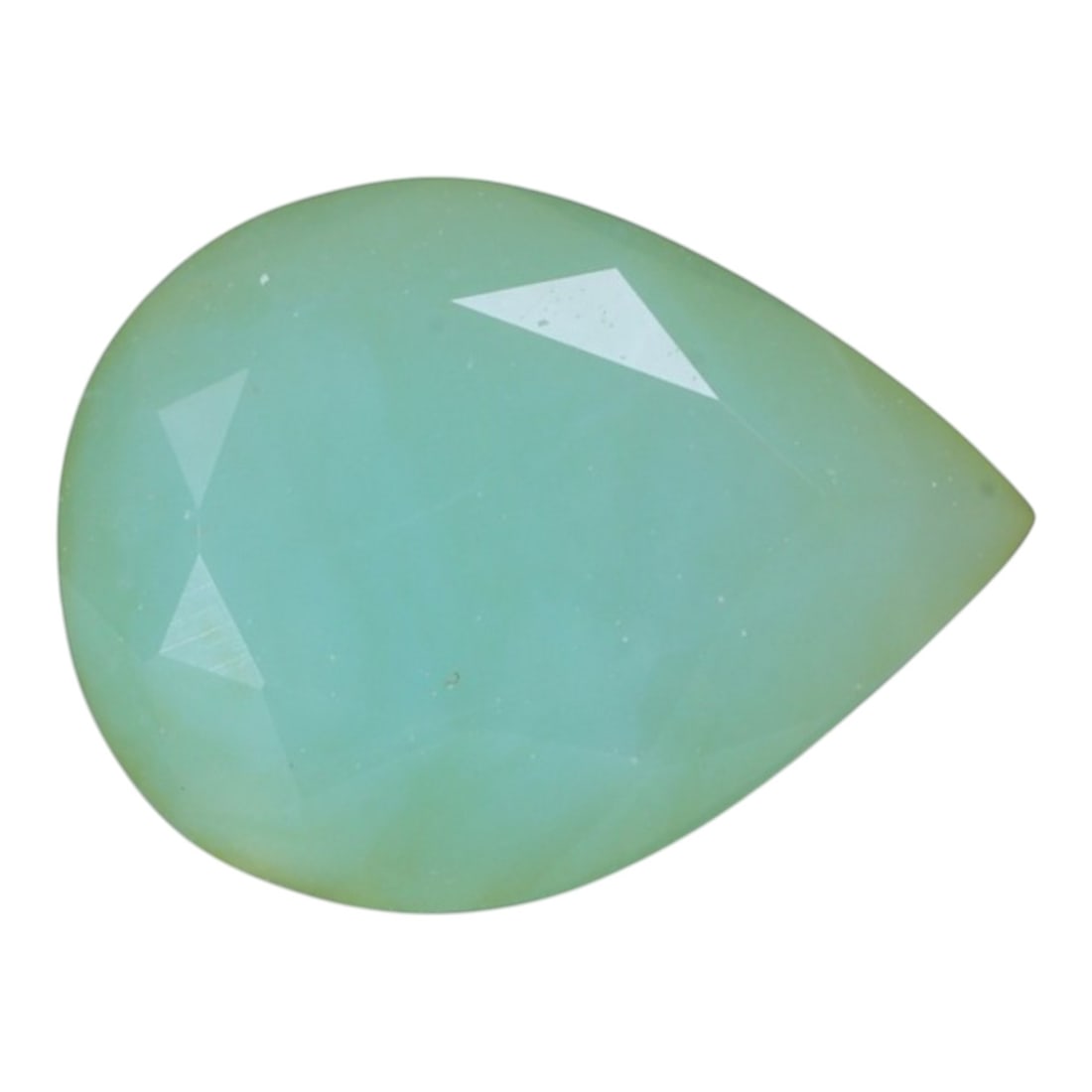 1.51 Carats Soft Mint Peruvian Paraiba Opal Pear - Natural Stone, 86XY: This singular pear-cut Peruvian Paraiba opal, measuring 9.6 x 7.3 x 4.9 mm, radiates with a serene, soft mint-blue hue reminiscent of tropical lagoon waters and misty dawn skies. Its faceting creates 