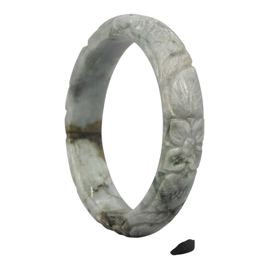 A Chinese Carved Jadeite Jade Bangle Bracelet, 20th Century, 45ZL (1 of 2)
