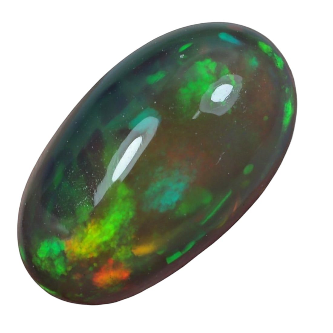 2.77 Carats Ethiopian Welo Black Opal Oval Cabochon - Natural Loose Gemstone, 82XY: This breathtaking Ethiopian Welo black opal is a stunning display of nature's artistry, featuring a translucent, deep body that dramatically amplifies its vibrant play-of-color. The smooth, polished o