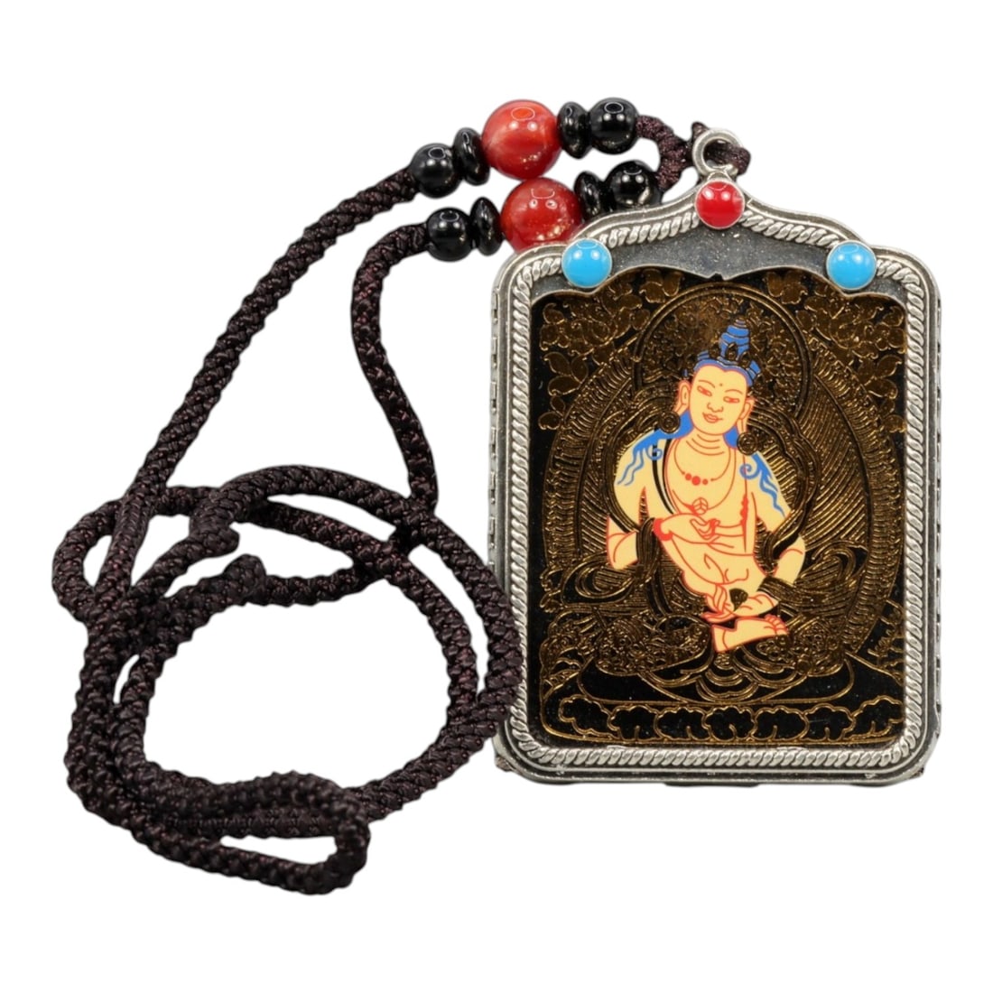 A Tibetan Metal and Painted Amulet, 20th Century, 48YC (1 of 2)