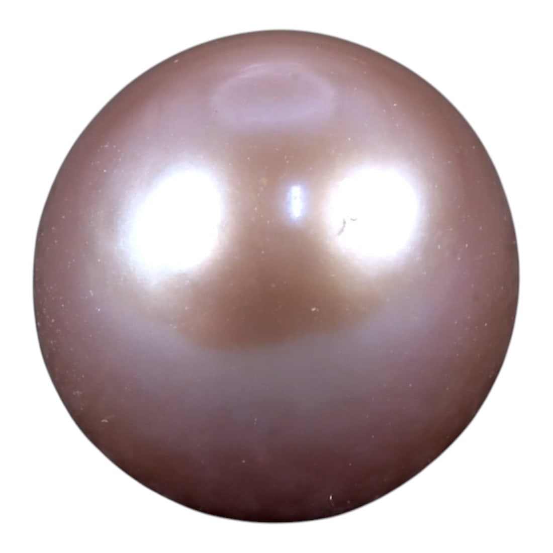 9.32 Carats Rose Mauve Cultured Pearl - Natural Freshwater Gem 10.9mm, 49XC: This singular cultured freshwater pearl reveals an enchanting rose mauve body color, softly illuminated by a delicate inner glow. With its rich, mirror-like luster and smooth surface, it presents a re