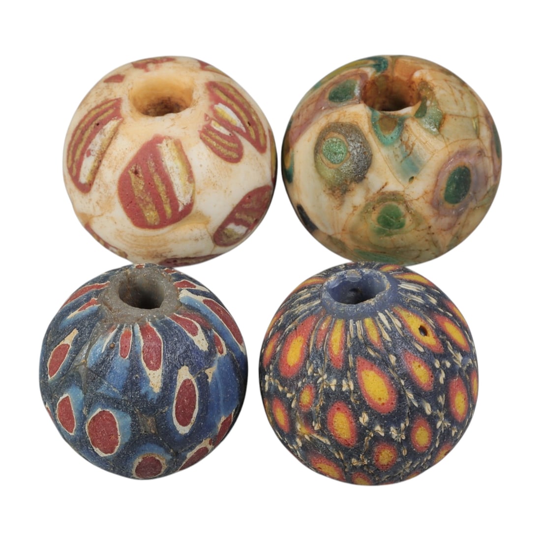 Lot of 4 Ancient to Antique Polychrome Glass Beads, 1st Mil BCE to Islamic Period, 33WM (1 of 1)