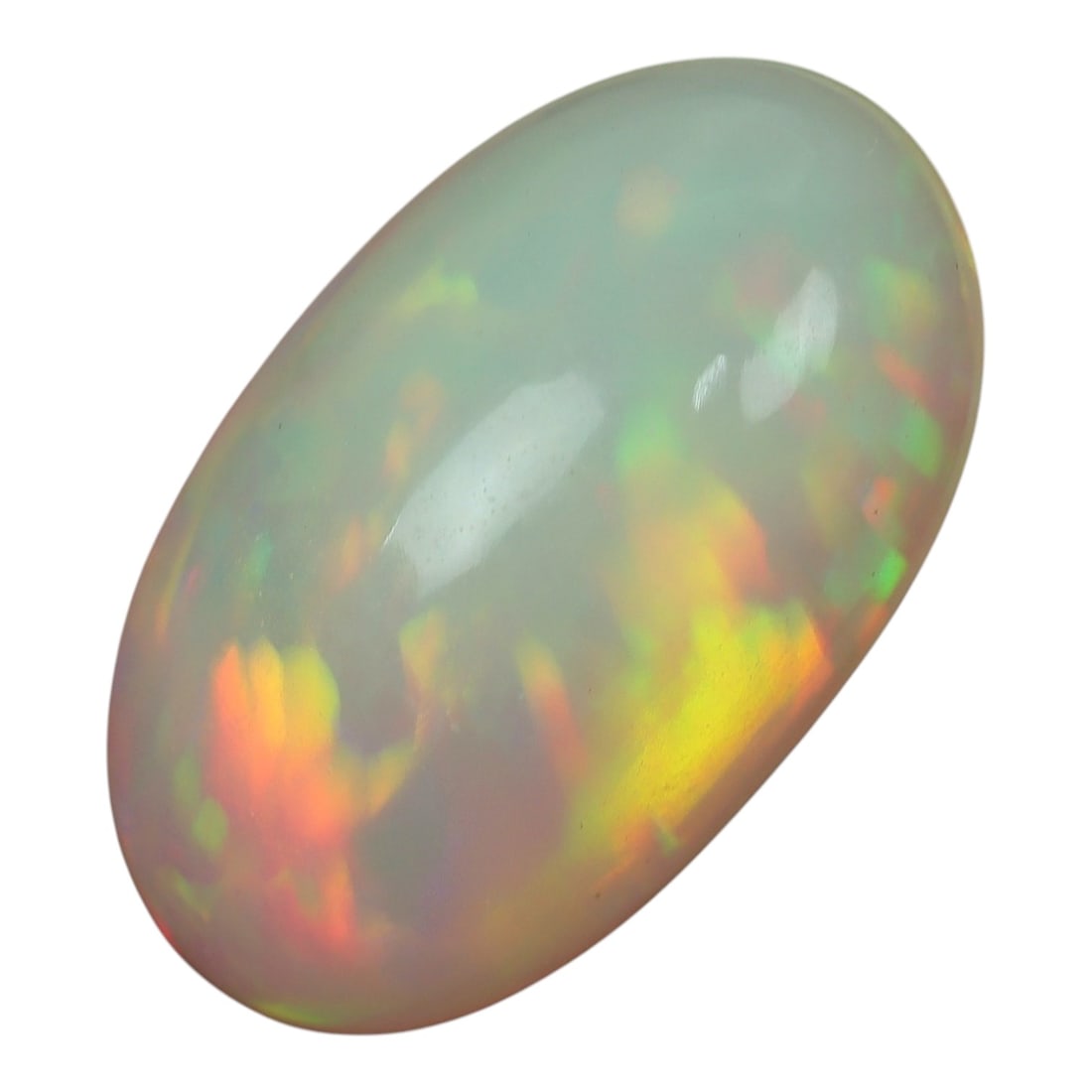 1.69 Carats Multicolor Flash Ethiopian Welo Opal - Natural Loose Gemstone, 89XN: This exquisite Ethiopian Welo opal features a mesmerizing display of multicolor play-of-color, with vivid streaks of lime green, warm peach, and soft orange dancing across a translucent, milky white b