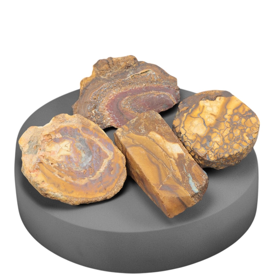 An Australian Koroit Yowah Boulder Opal Rough Lot, 46.85g, 48ZH: A parcel of rough Koroit Yowah boulder opal, with individual pieces ranging from 3-4 cm in size, totaling 46.85 grams. The specimens are characterized by their ironstone host rock matrix, which displa