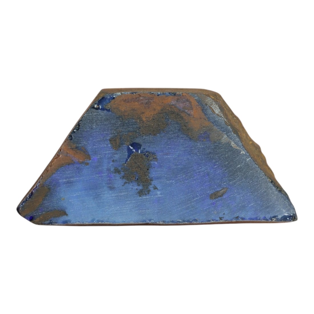 28.80 Carats Winton Boulder Opal Rough Slab - Natural Australian Opal, 40XP: This impressive 28.80ct Winton boulder opal rough slab features a dramatic field of rich, velvety cobalt blue iridescence, with streaks of vivid indigo and hints of seafoam-green that glow intensely u