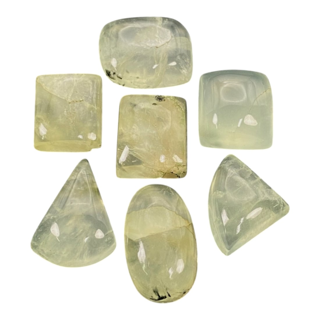 165.24 Carats Pale Green Prehnite Cabochon Parcel - Natural Malagasy Stones - 1.6-2.3cm, 65ZJ (1 of 1)