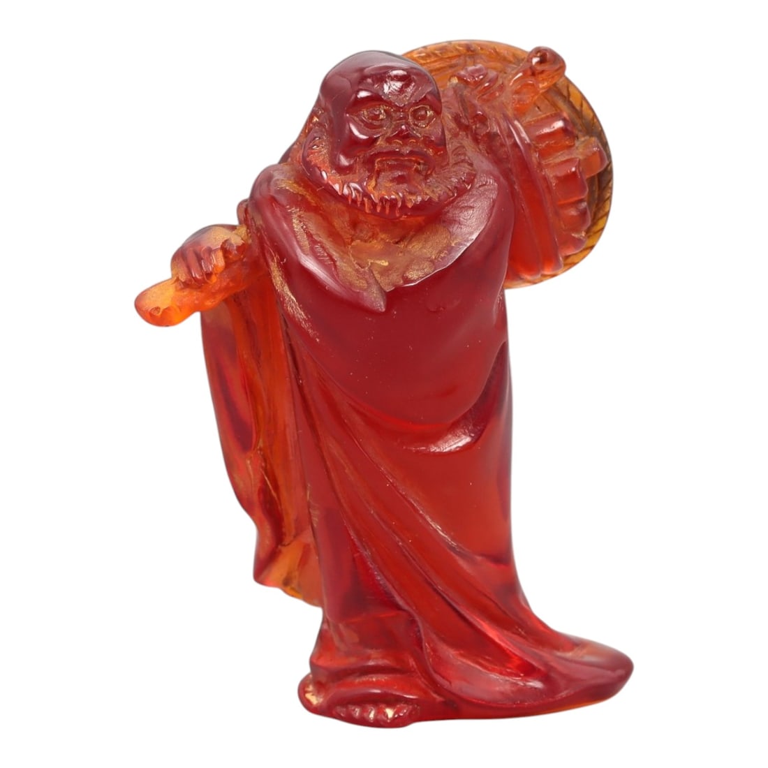 A Chinese Amber-Resin Figure of a Luohan, 20th Century, 41FH (1 of 2)